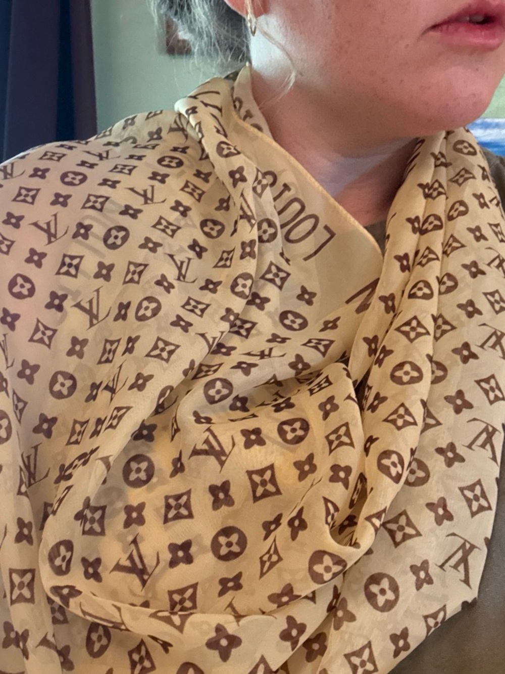 Louis Vuitton Tan & Brown Monogram Wrap Scarf